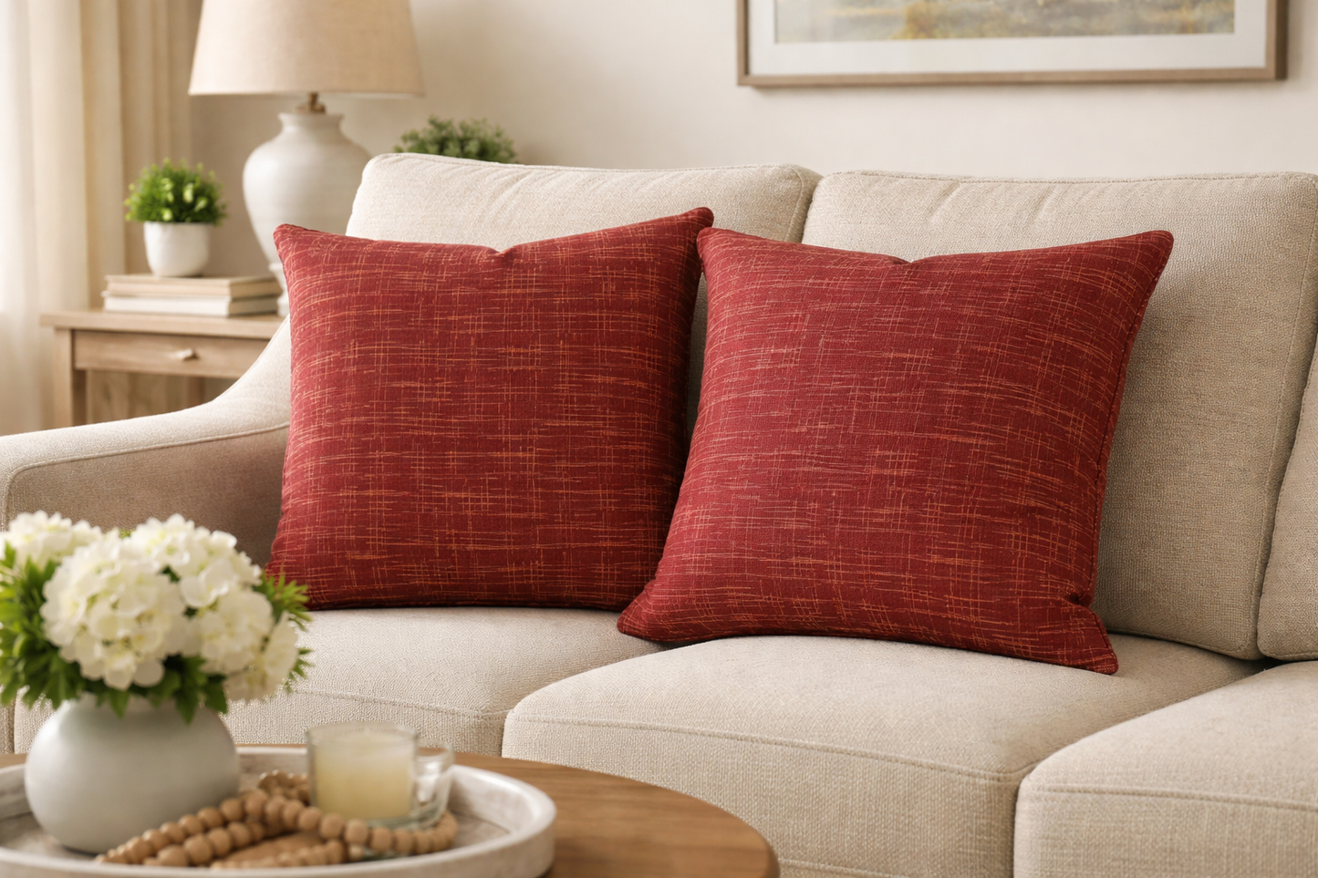 Set of Two Burgundy Pillow