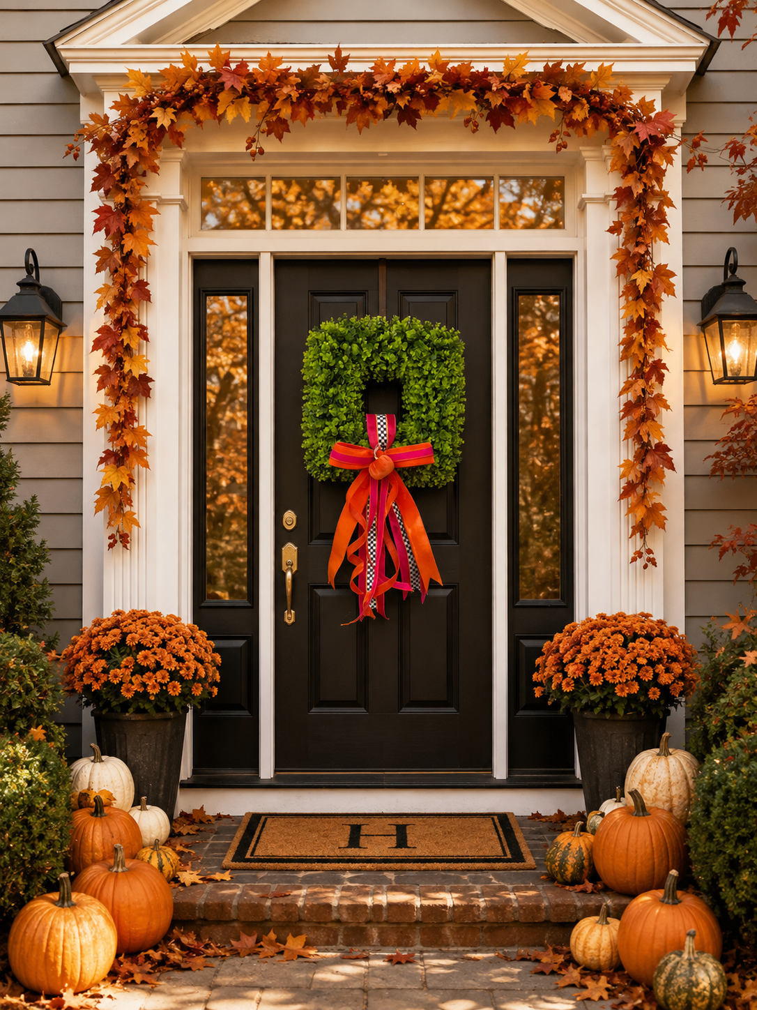 Classic Autumn Boxwood Wreath
