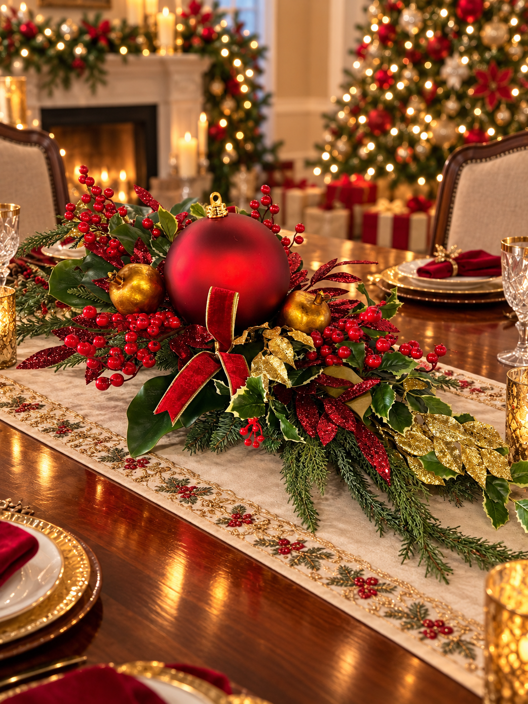 Scarlet & Gold Holiday Charm Centerpiece – Jeffrey Surles Living