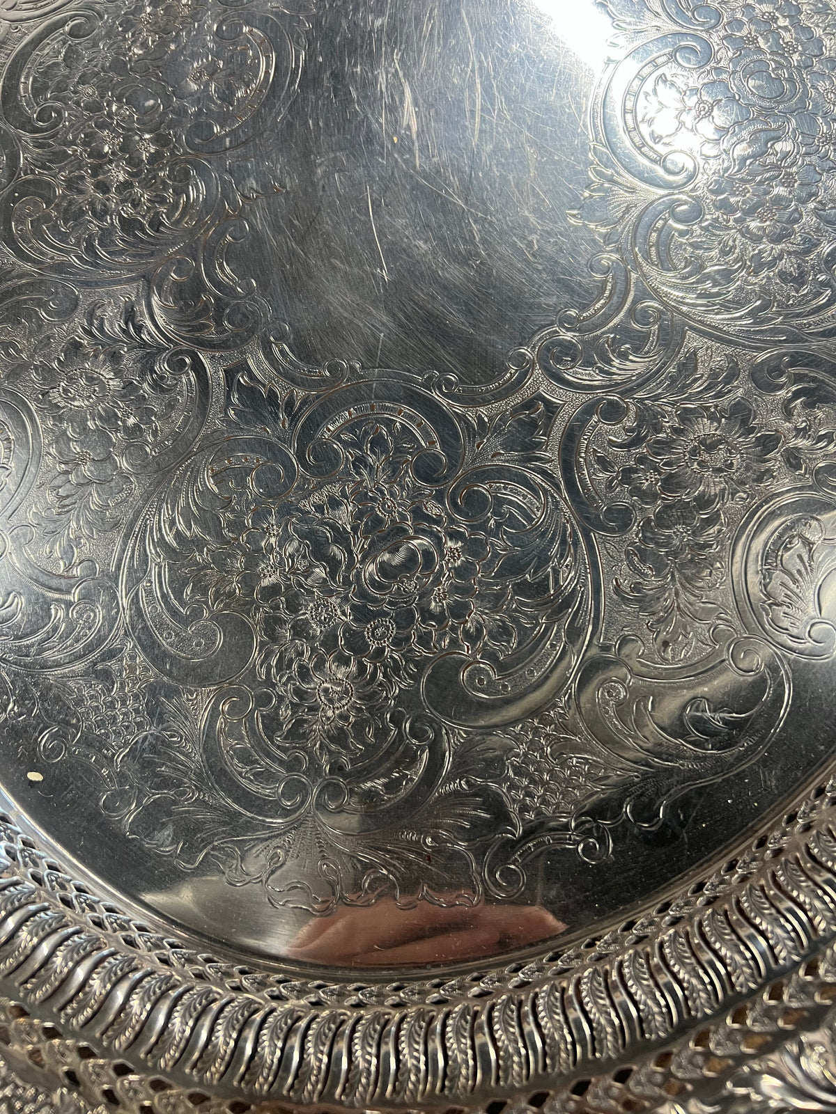 Vintage Heavy Silver-Plated Platter Serving Tray