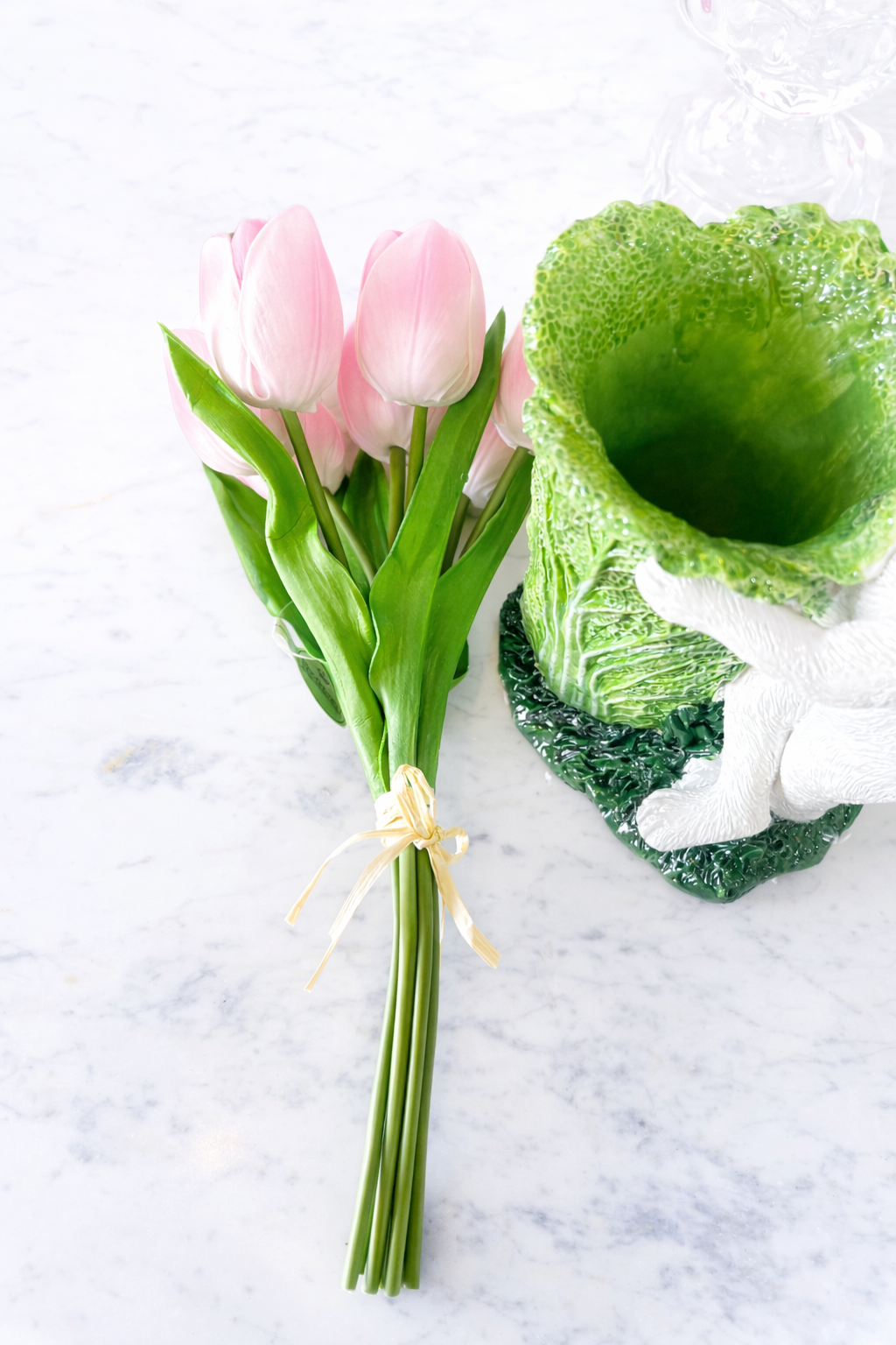 Cabbage Bunny Planter bundle with tulips