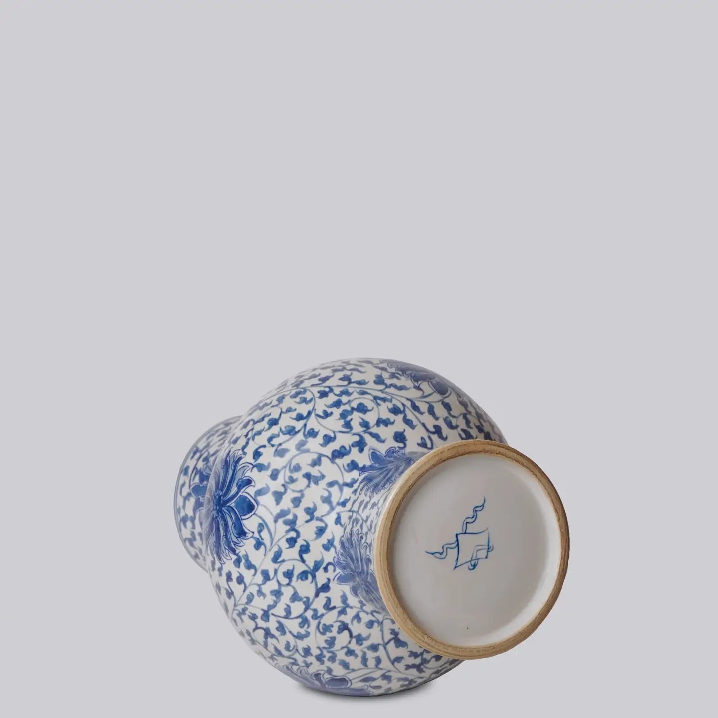 Blue and White Porcelain Scrolling Lotus Lantern Vase