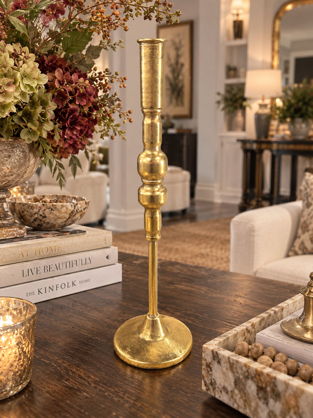 19” Metal Tapper Candle Holder Gold