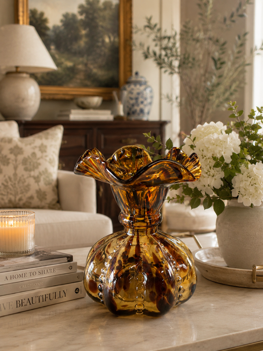 Honey Caramel Ruffled Vase