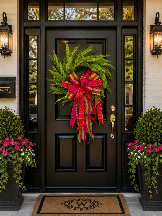 Hot Pink Summer Fern Wreath
