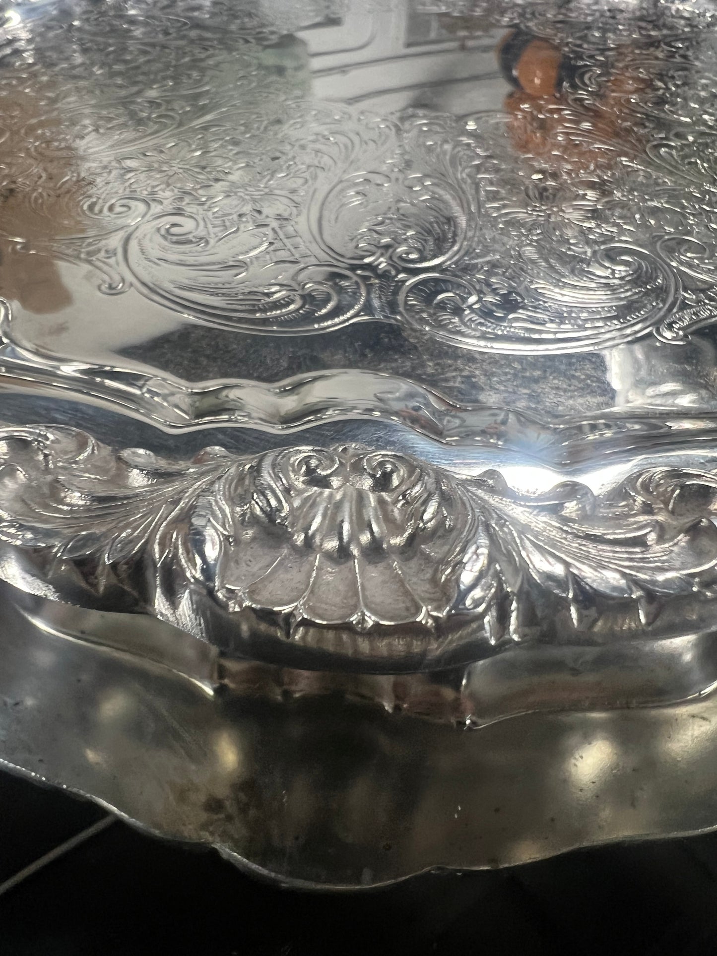 Vintage Silver-Plated Heavy Platter with Feet