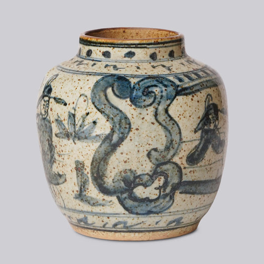 Rustic Porcelain Scholars Small Round Vase