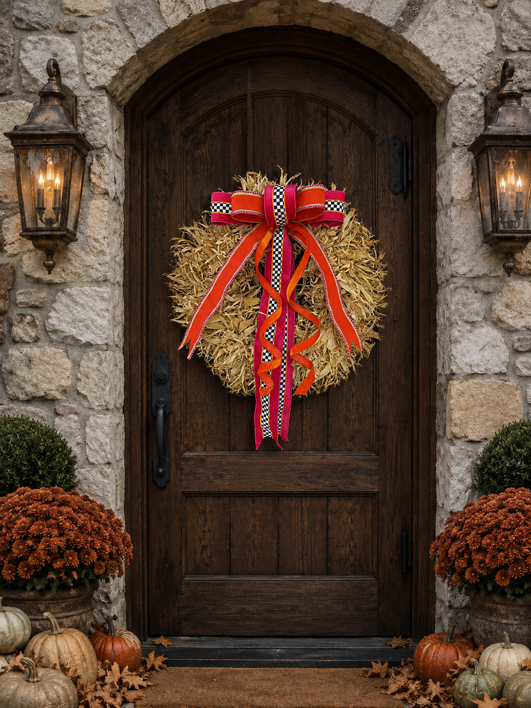 Harvest Harlequin Corn Husk Wreath