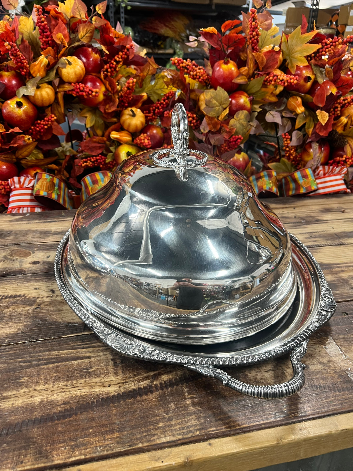 Vintage Silver-Plated Meat Dome with Platter (4)