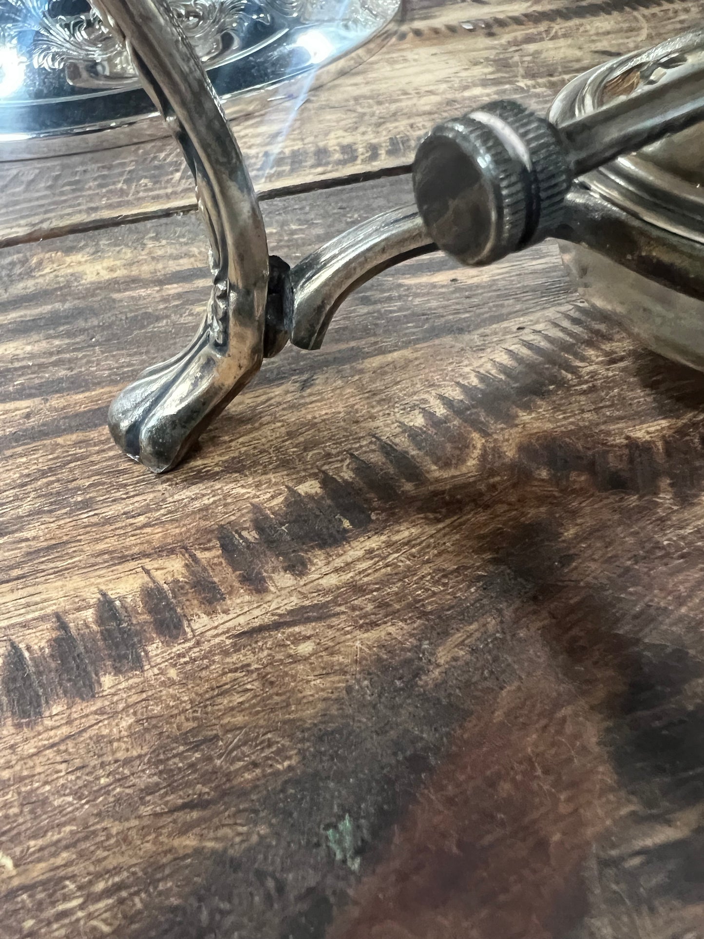 Vintage Silver-Plated Chafing Dish (Broke Burner Arm) as pictured