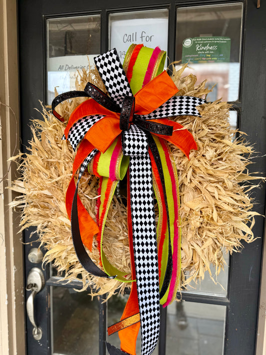 30” Corn Husk Wreath with Bow