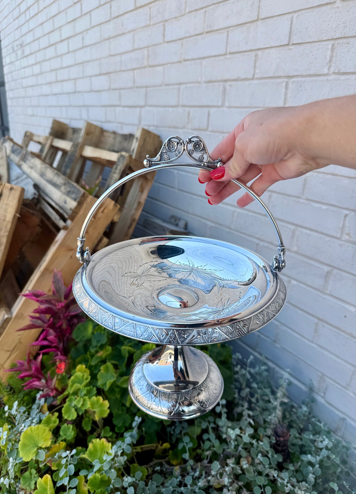 Vintage Silver Plated Bridal Basket