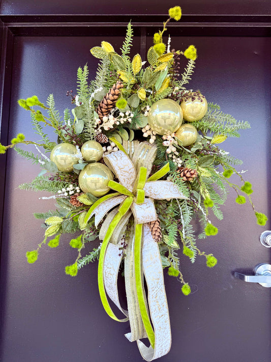 Golden Evergreen Elegance Christmas Wreath