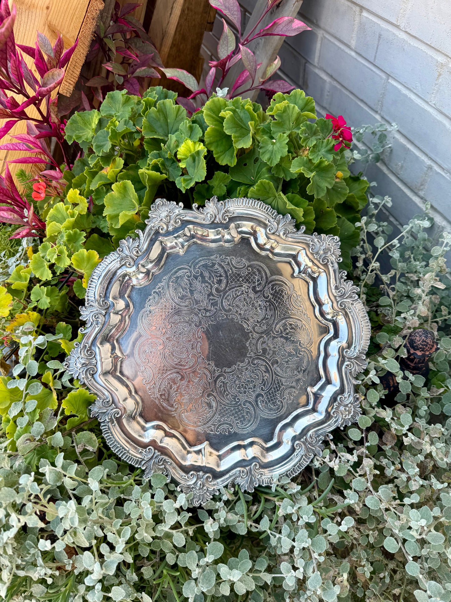Vintage Poole Silver Plated Serving Tray