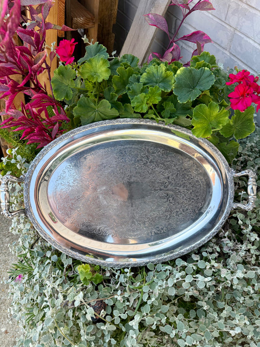 Vintage Silver Plated “National Silver On Copper” Oval Tray
