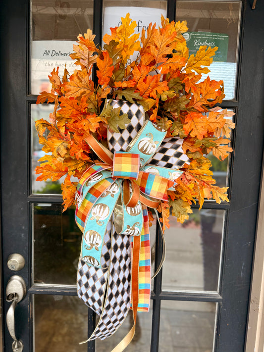 24” Crisp Autumn Leaves Fall Wreath with Bow