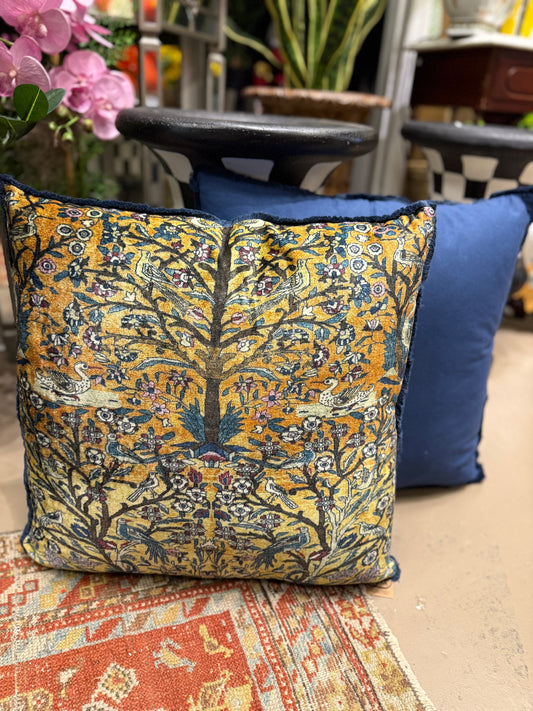 20” Velvet Printed Fringe Pillow