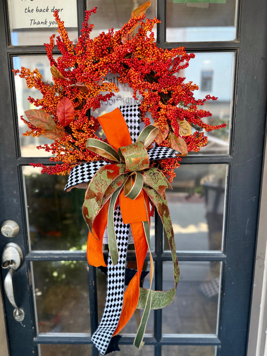 24” Orange Berry Fall Wreath