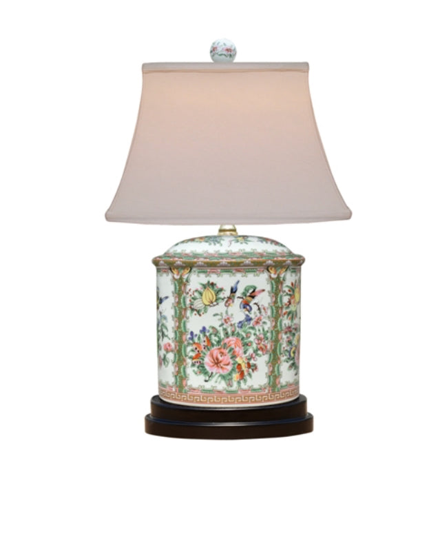 Porcelain Rose Medallion Oval Jar Lamp