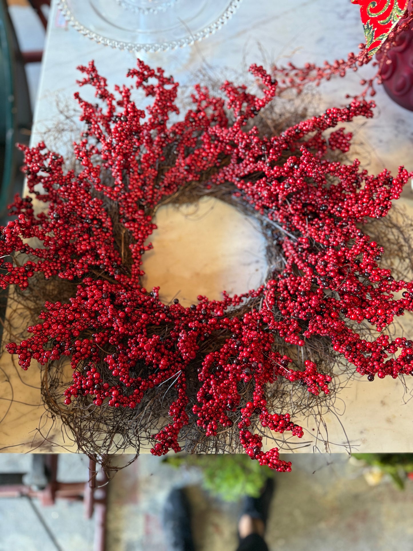 24” Twiggy Red Berry Wreath