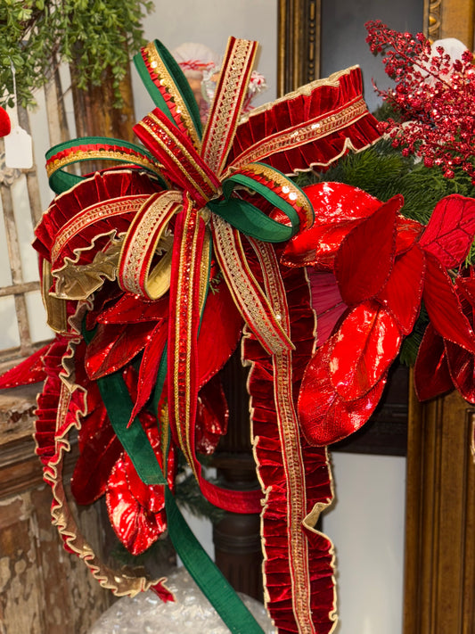 “Ruffled Velvet” Christmas Bow
