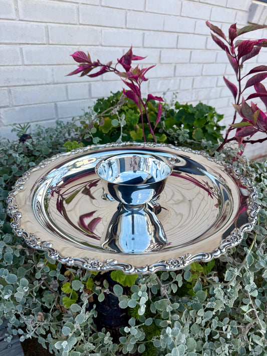 Vintage Silver Plated “Oneida” Serving Tray w/ Dish
