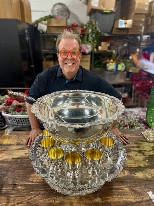 Vintage Silver Plated “Sheridan” Punch Bowl Set