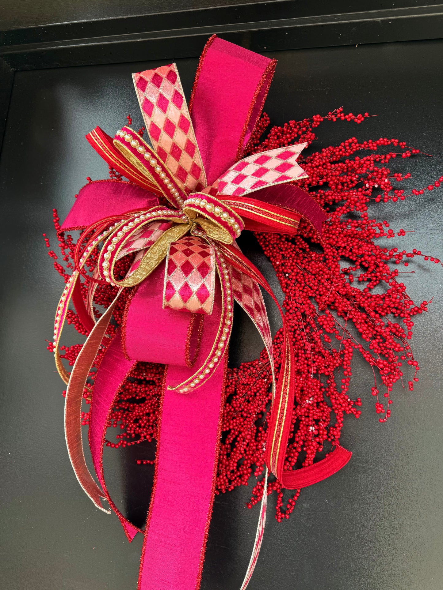 “Velvet Harlequin” Valentines Wreath
