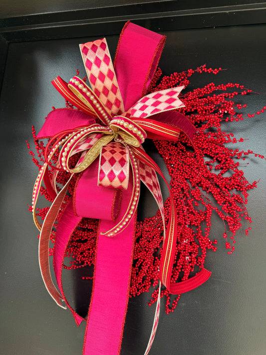 “Velvet Harlequin” Valentines Wreath