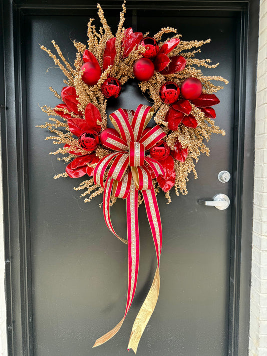 Holiday Glam Magnolia & Berries Christmas Wreath