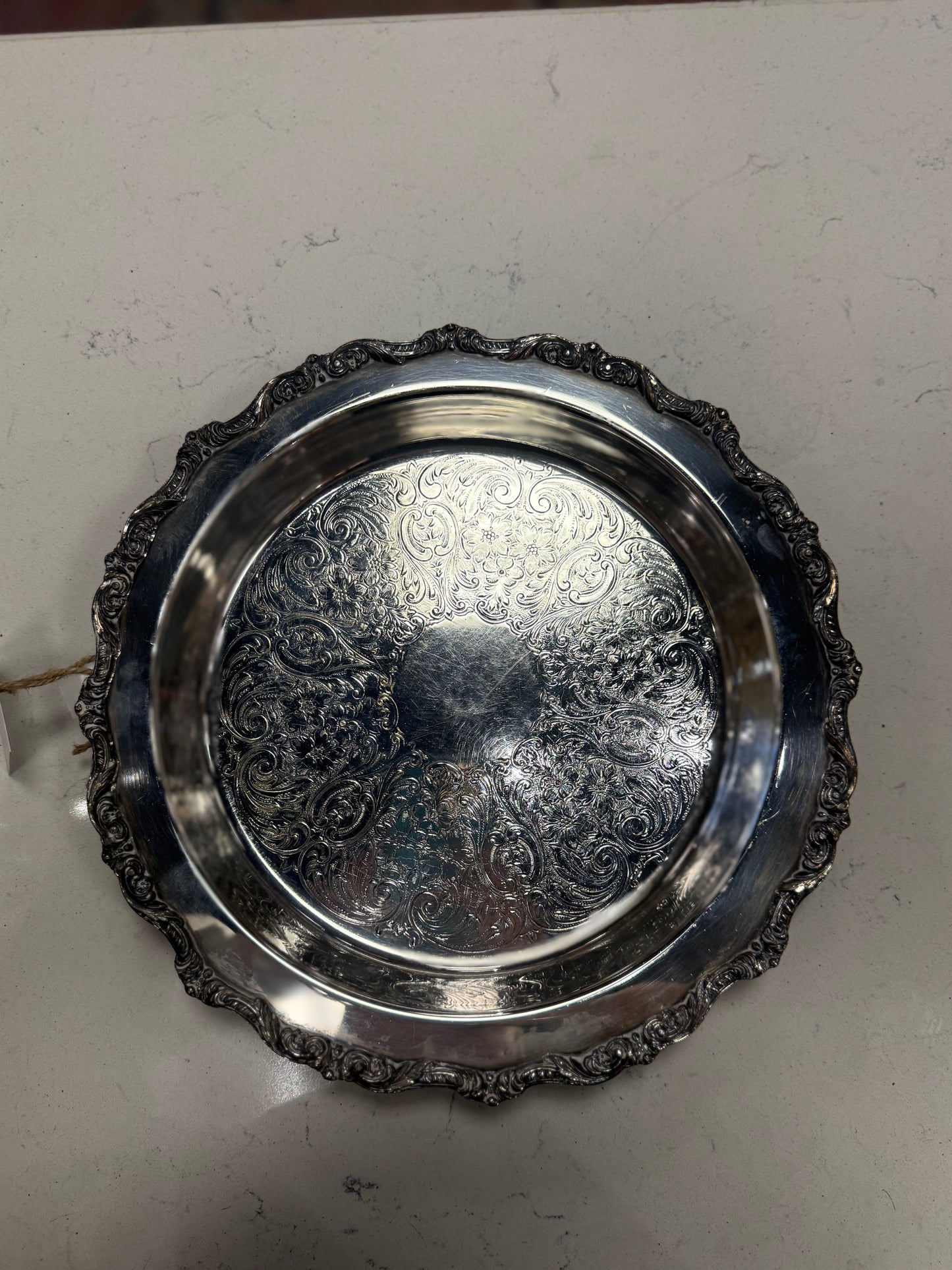 Silver plated footed serving tray