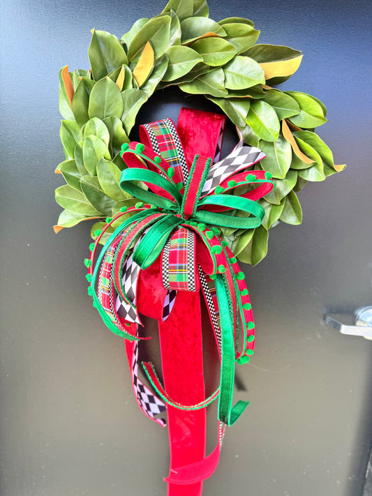 Holly Jolly Plaid Christmas Bow
