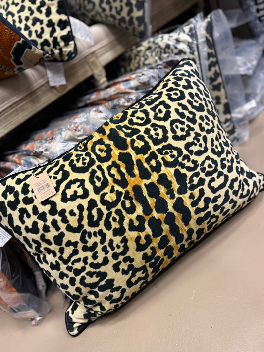 Velvet Cheetah Print Lumbar Pillow