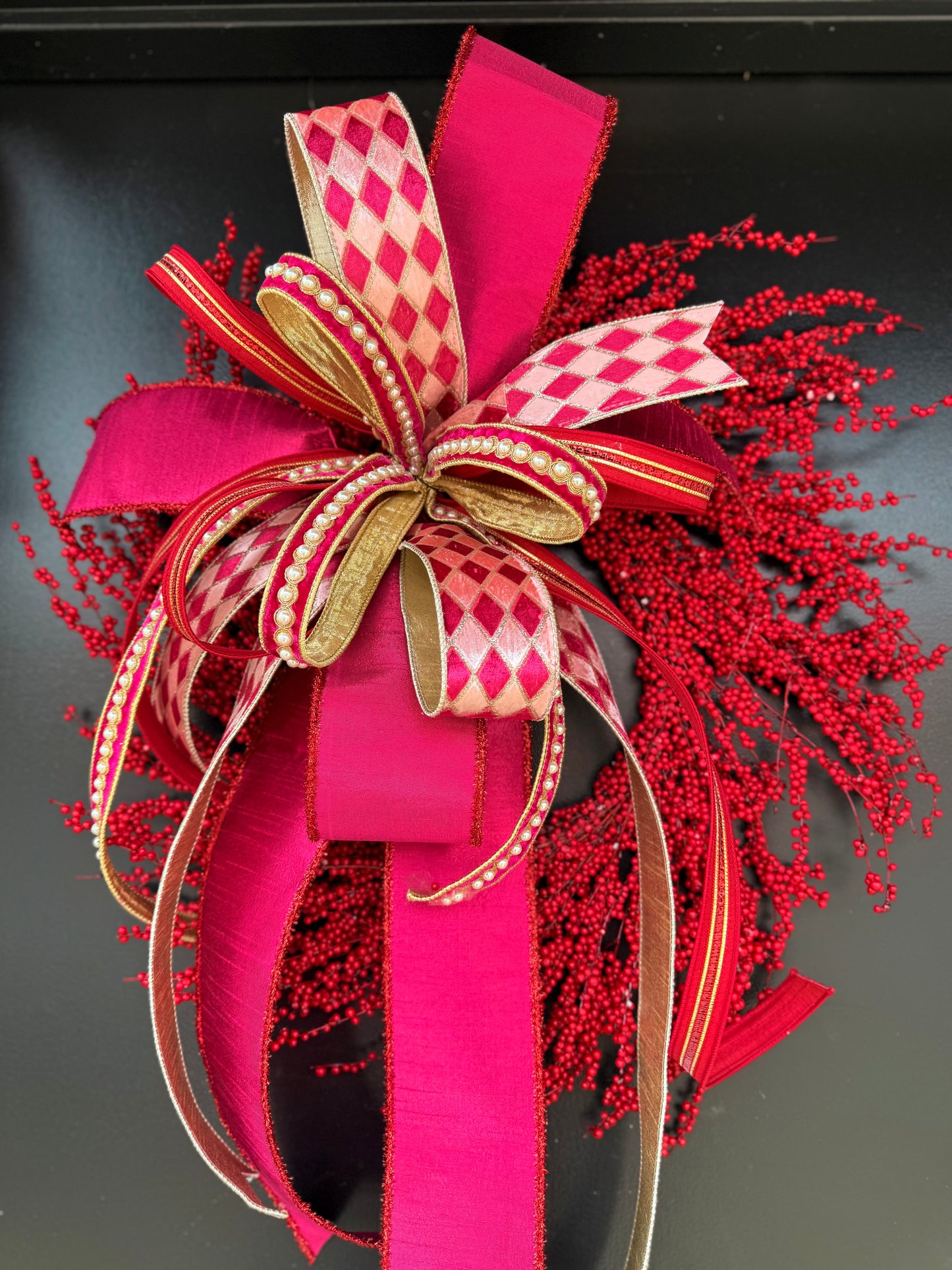 “Velvet Harlequin” Valentines Wreath
