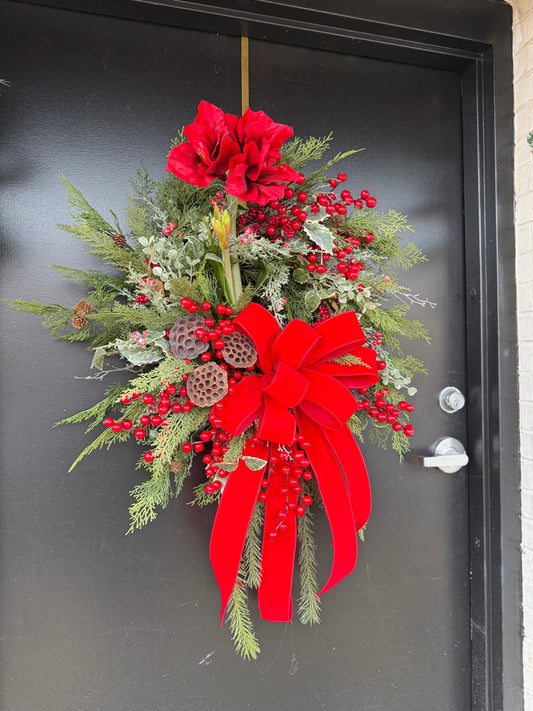 “Snowy Amaryllis” Christmas Wreath