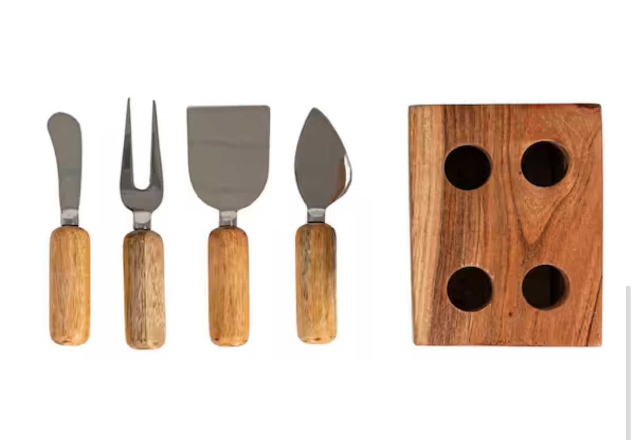 Marble & Stainless Steel Servers w Stand