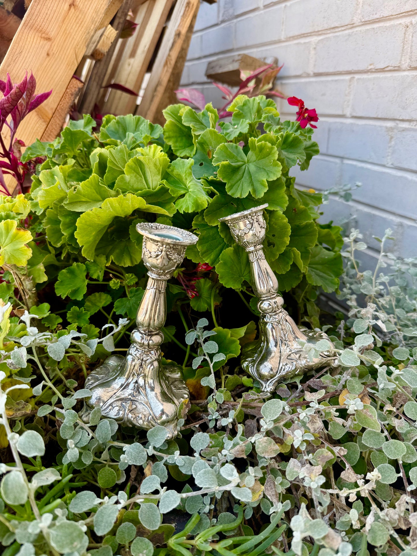 Vintage Silver Plated Candle Stick Pair