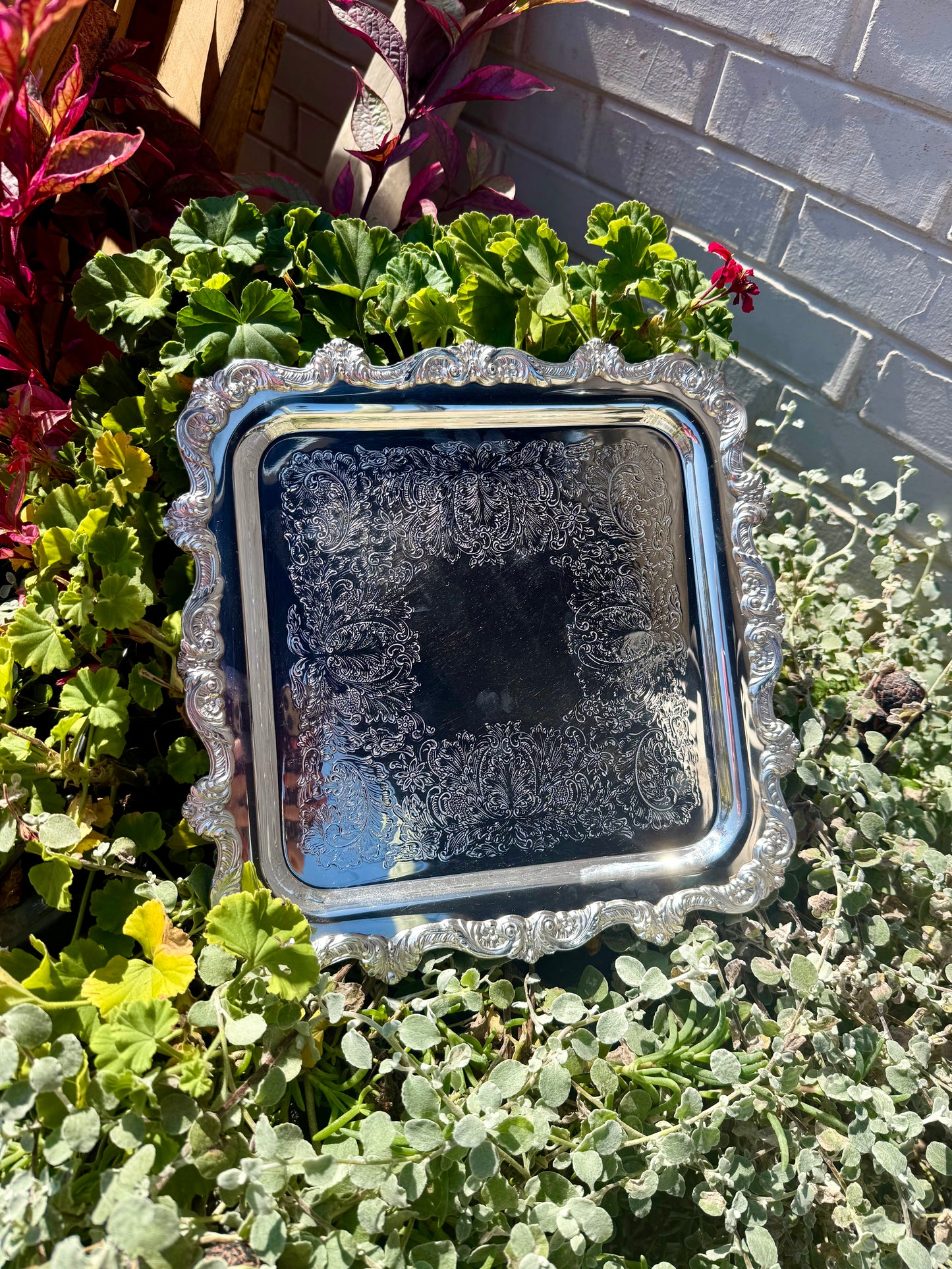 Vintage Silver Plated Poole Serving Tray
