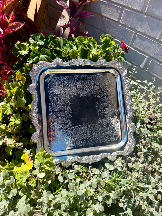 Vintage Silver Plated Poole Serving Tray