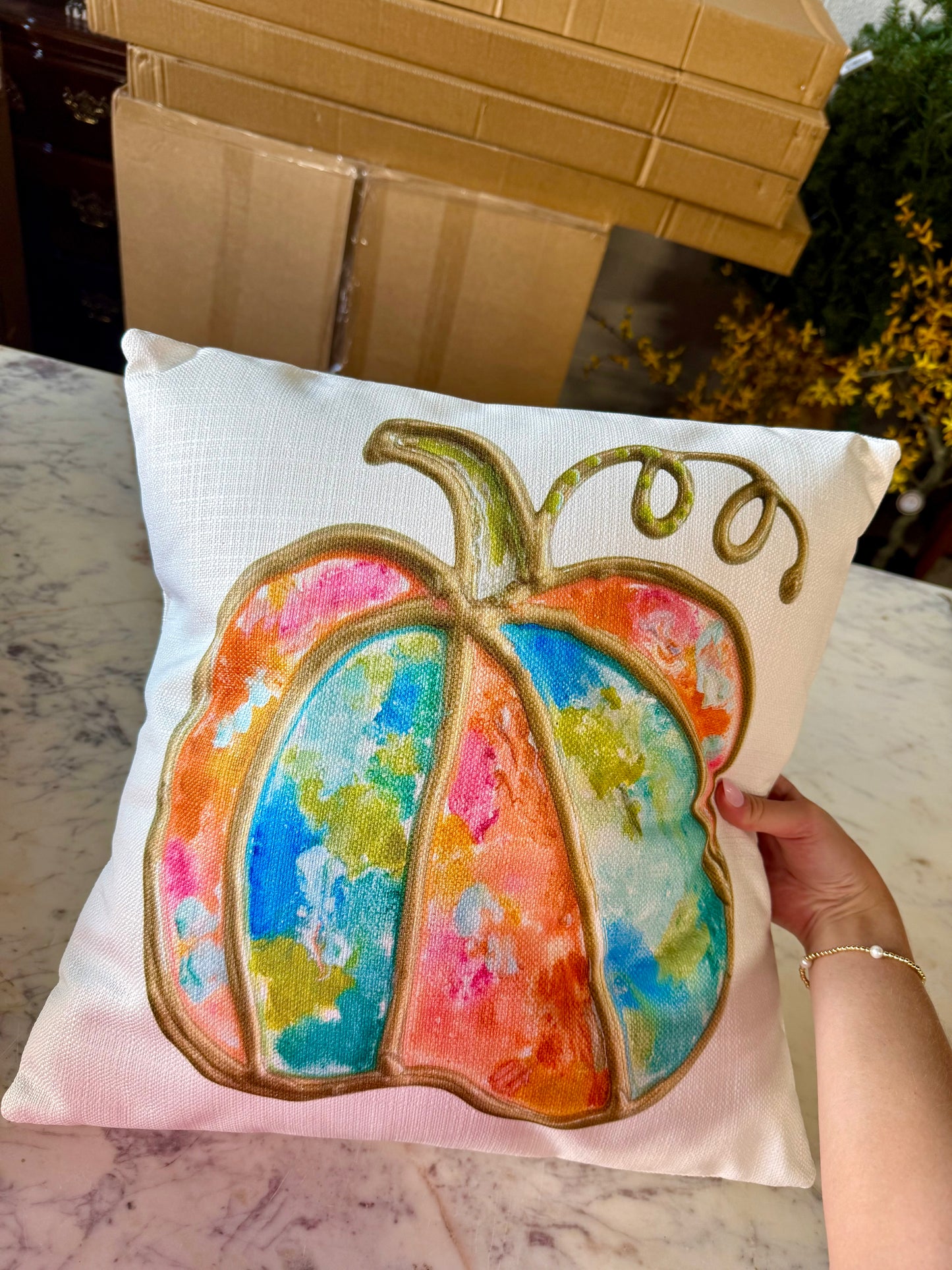 Neon Pumpkin Pillow