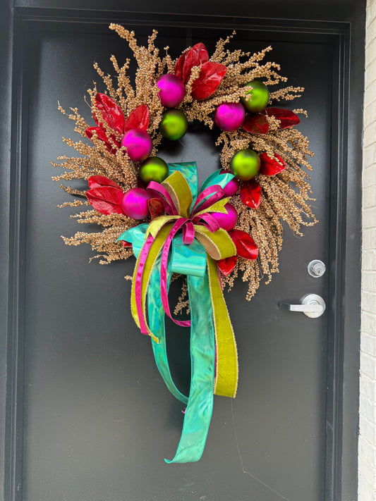 Festive Magnolia & Berry Christmas Wreath