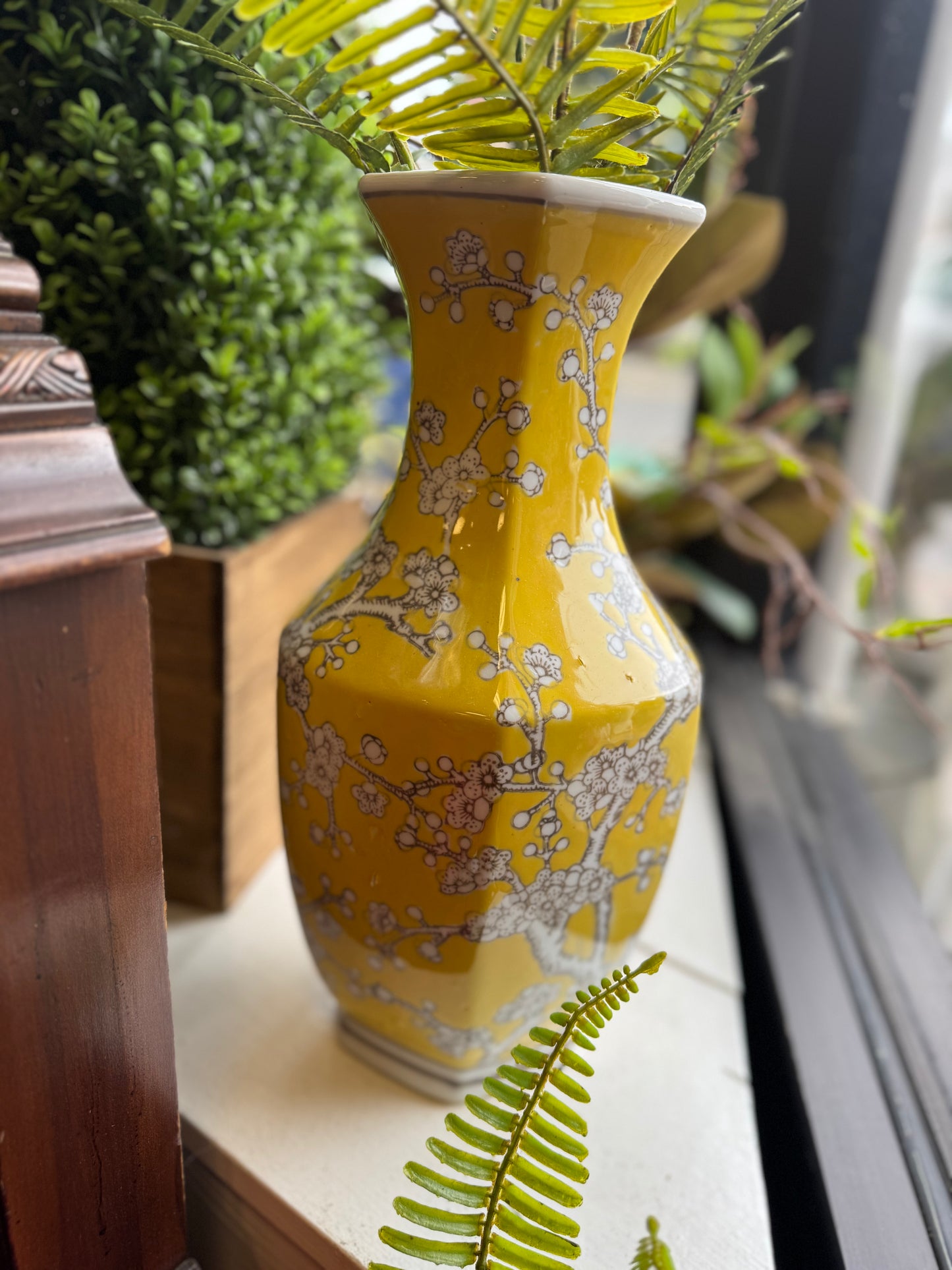 14.5” Yellow Cherry Blossom Vase