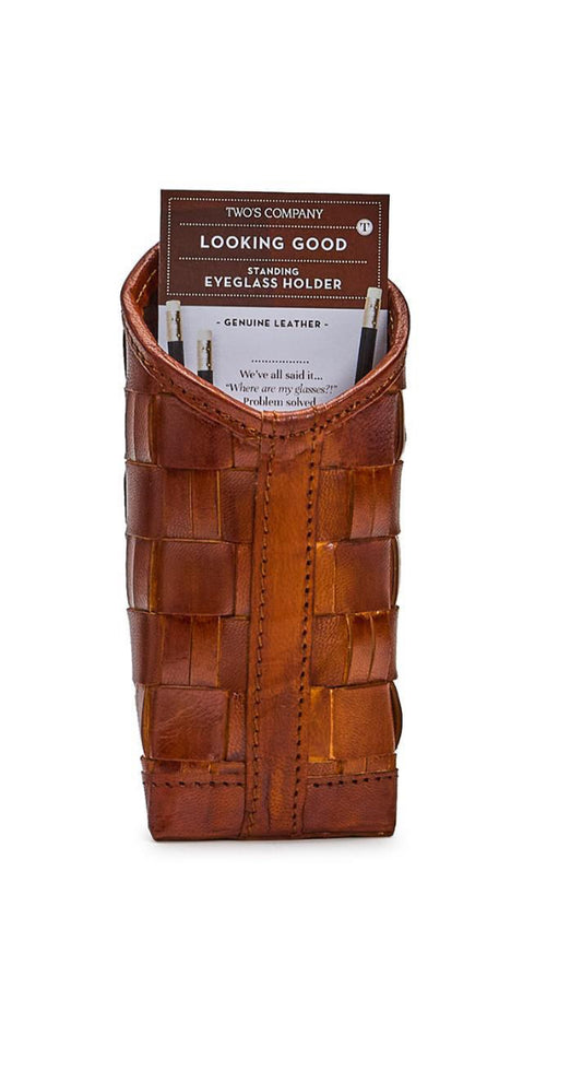 CHESTNUT WOVEN LEATHER EYEGLASS / ACCESSORY HOLDER