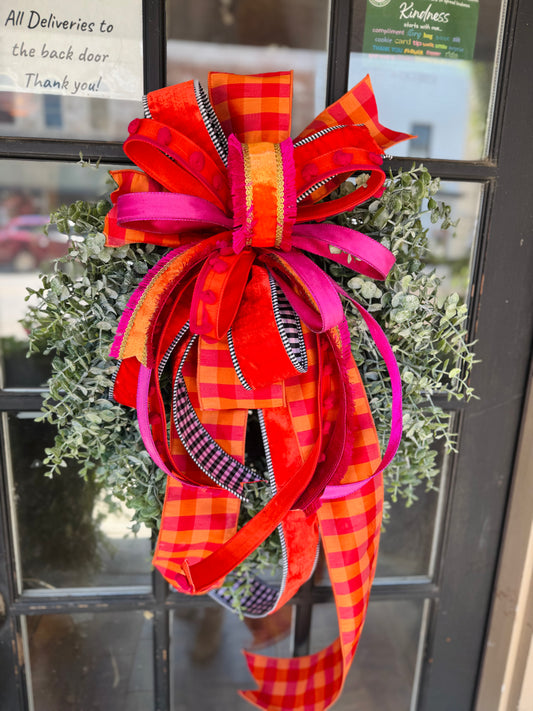 24” Frosted Eucalyptus Wreath With Bow