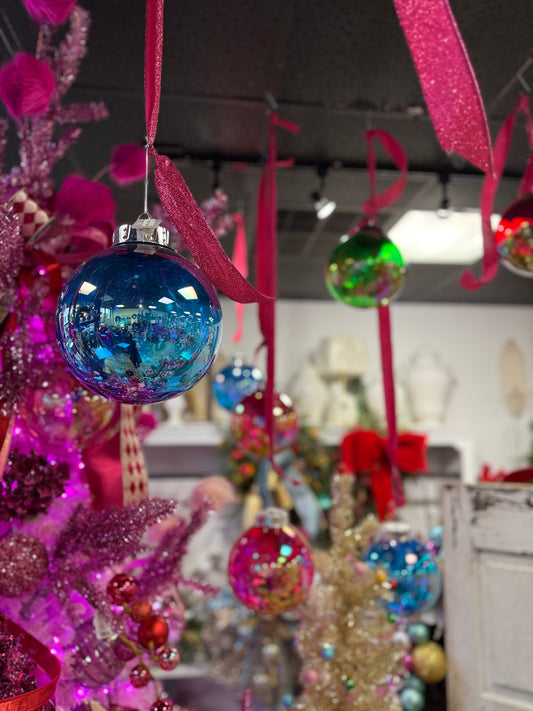 8” Clear Blue Ornament - Plastic