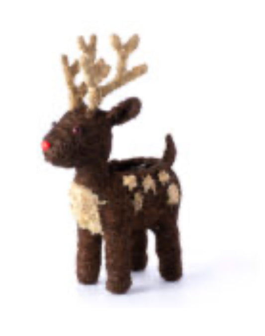 Wicker Standing Reindeer Planter