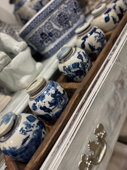 4.5” Authentic Chinoiserie Jar with Lid