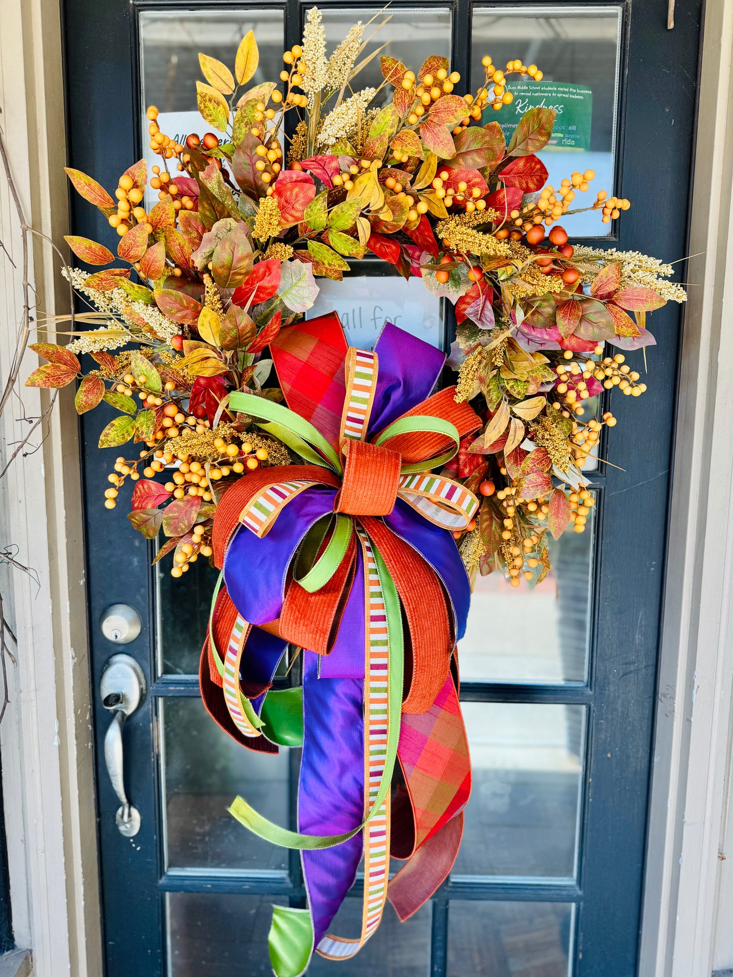 30” Berry & Fall Leaf Wreath WITH Bow