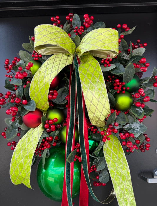“Balls Berries & Bows” Christmas Wreath