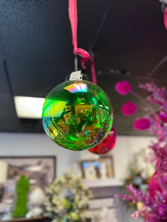 8” Clear Green Ornament - Plastic